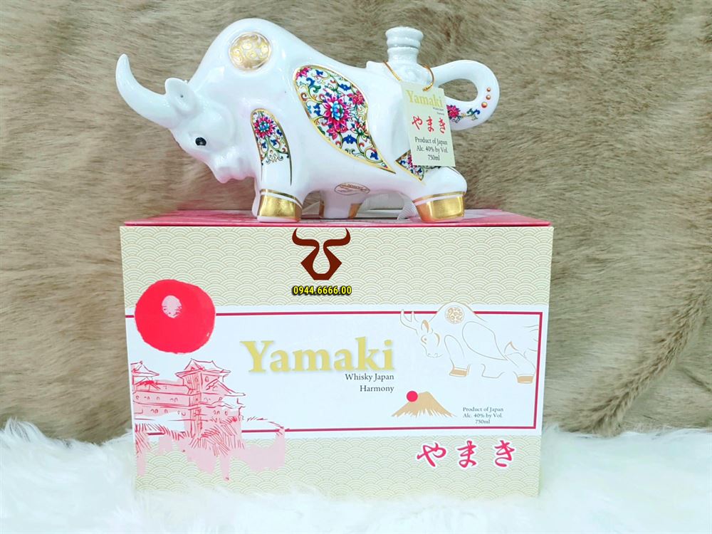 Rượu con Trâu sứ Yamaki Trắng